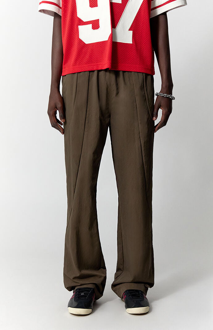 Pacsun Brown Baggy Nylon Track Pants