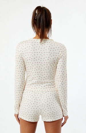 Floral Button Down Knit Long Sleeve Top image number 4