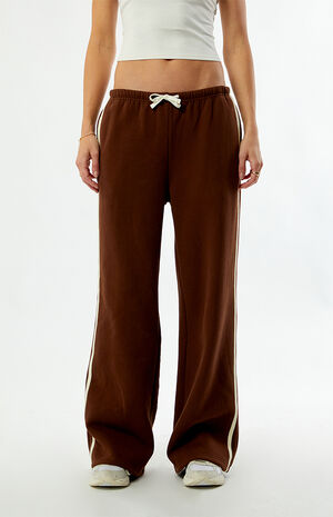 Brown Contrast Track Baggy Sweatpants image number 2