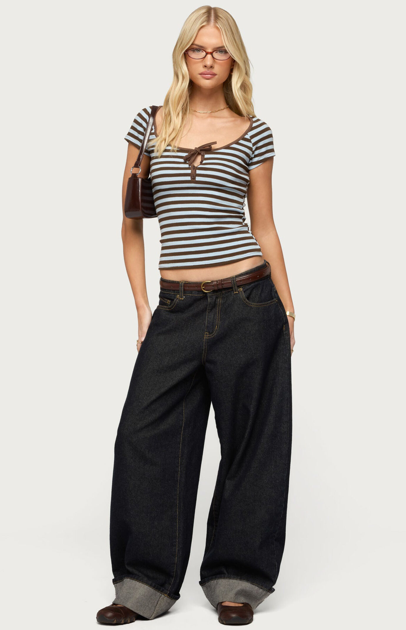 Edikted Emberly Striped Raglan Top