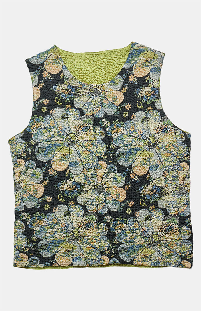 PS VINTAGE 2000s Floral Crinkle Cut Tank Top