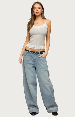 Vieve Contrast Lacey Tank Top image number 4