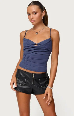 Layered Bra Cowl Neck Top image number 1