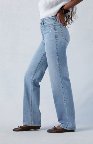 Eco Light Indigo Ripped '90s Boyfriend Jeans image number 3