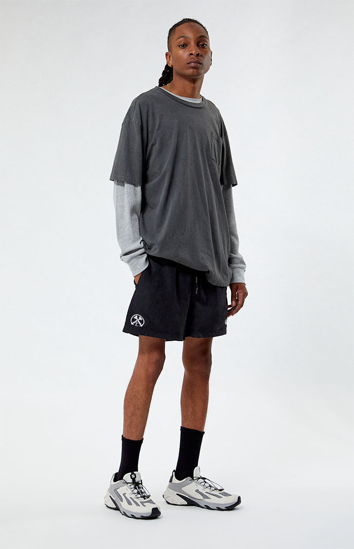 Black suede shorts top