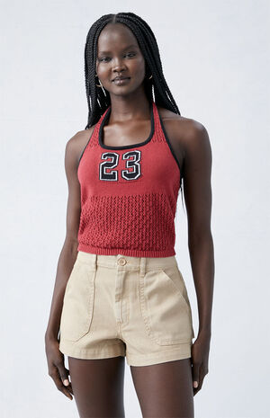 Light Brown Mid Rise Slouchy Workwear Shorts image number 1