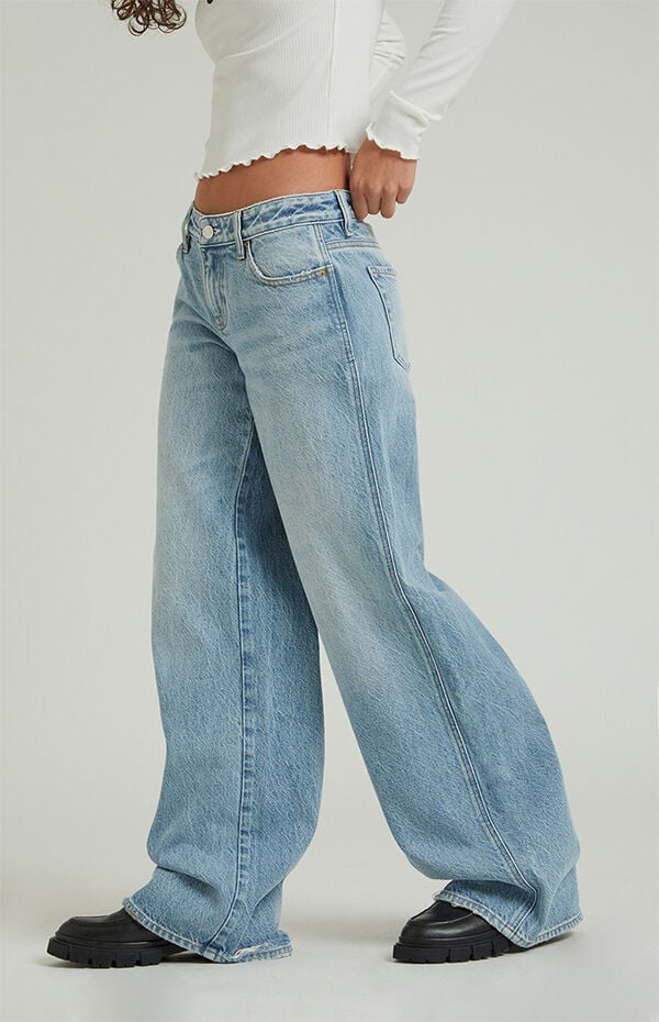 Pacsun Casey Low Rise Baggy Jeans Butt Slit Light Indigo