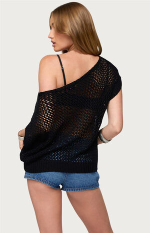 Trix Off Shoulder Open Knit Top image number 3