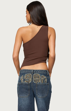 Knotted One Shoulder Asymmetric Top image number 3