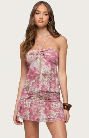 Tessa Floral Split Front Halter Top image number 1