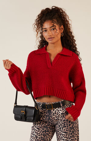Gabriela Waffle Knit Collared Sweater image number 1