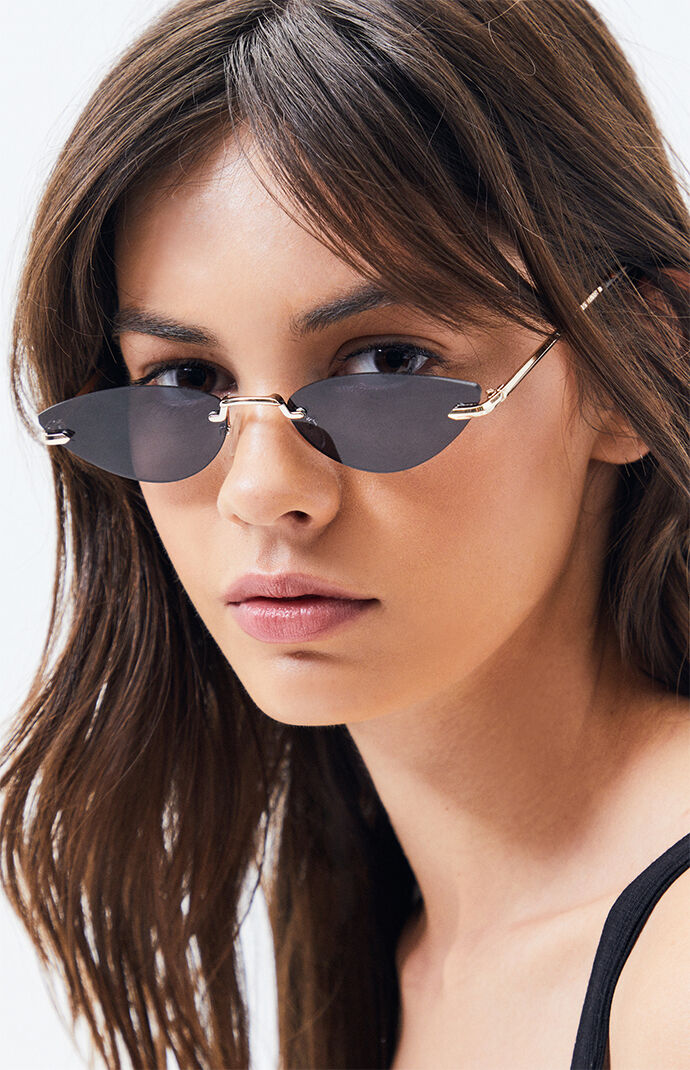 La Hearts Metal Narrow Cat Eye Sunglasses Pacsun