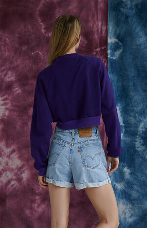 Upcycled Purple Super Cropped Sweatshirt image number 3