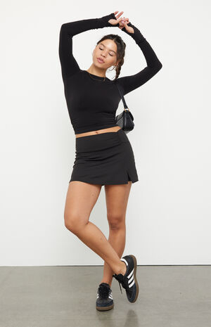 Active Black Shirred Side Long Sleeve Top image number 4