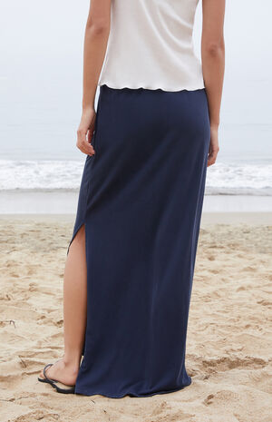 Blue Slit Maxi Skirt image number 4