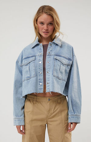 Raw Cut Denim Trucker Jacket image number 1