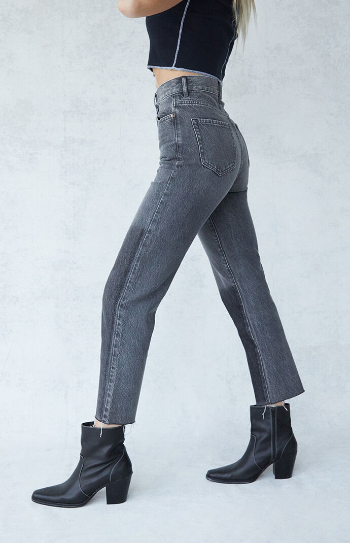 pacsun butterfly blue high waisted straight leg jeans