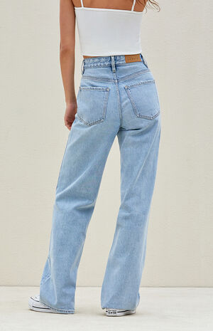 Light Indigo Panel High Waisted Girlfriend Jeans image number 4