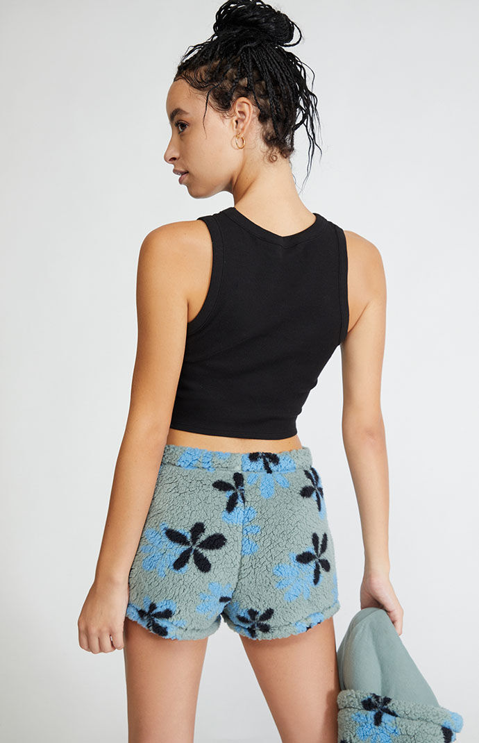 Groovy Floral Mid Rise Sweat Shorts
