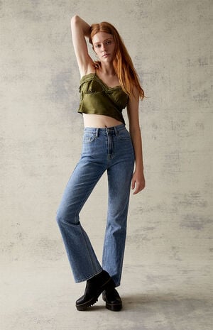 Eco Medium Blue&nbsp;Stretch High Waisted Bootcut Jeans image number 1