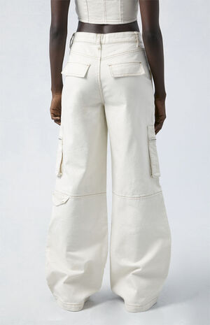 Bone High Waisted Wide Leg Cargo Pants image number 4