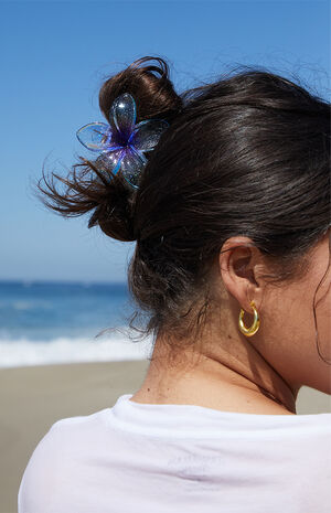 3 Pack Blue Plumeria Flower Hair Claw Clips image number 3