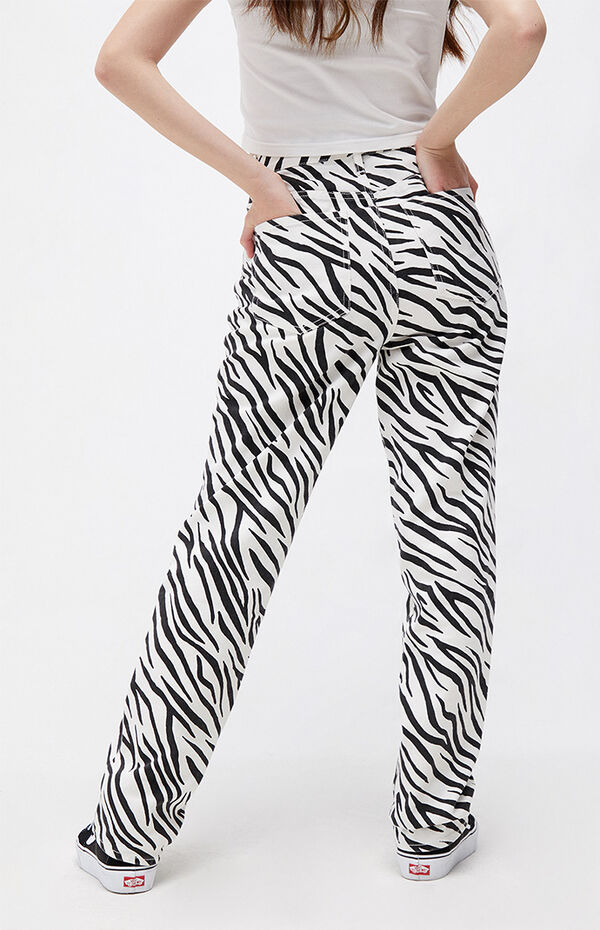PacSun Zebra Print Dad Jeans