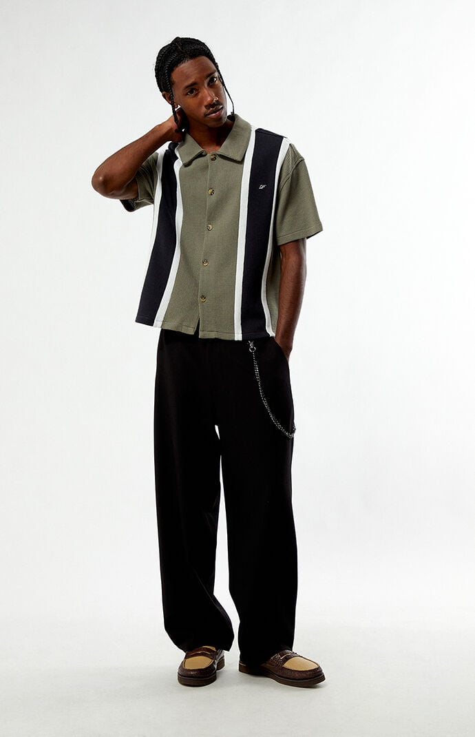 Pacsun Sloan Striped Textured Camp Shirt