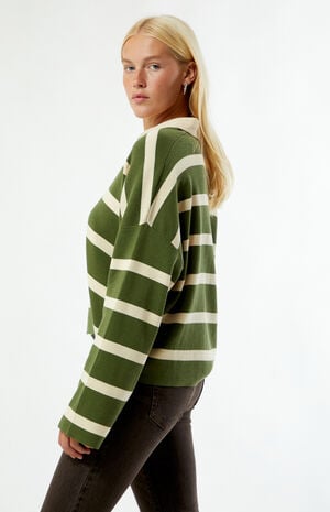 Striped Rugby Polo Knit Sweater image number 3