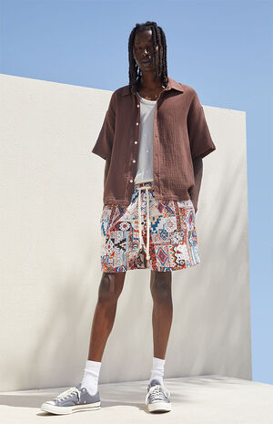 Multicolor Tapestry Twill Shorts image number 2