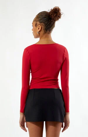 Gianna Plunge V-Neck Long Sleeve Top image number 4