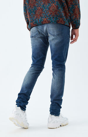 Dark Ripped Stacked Skinny Jeans image number 4