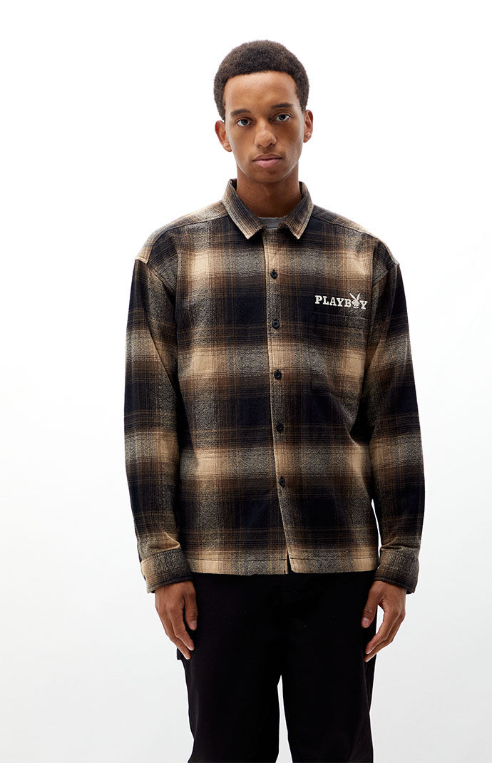 PACSUN Destroyed Plaid Flannel Shirt