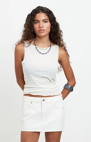 Piper Stretch White Jean Micro Mini Skirt image number 3