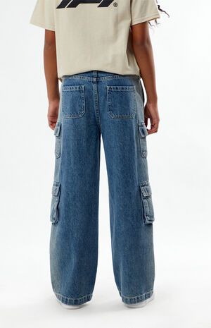 Medium Indigo Baggy Cargo Jeans image number 6