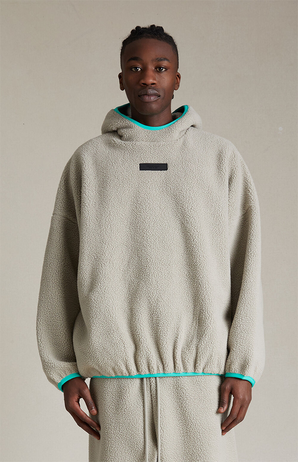 fear of god essentials seal sherpa polar fleece hoodie