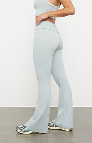 PAC WHISPER Active Gray Fold-Over Waistband Flare Yoga Pants image number 3