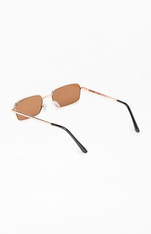 Gold Metal Rectangle Frame Sunglasses image number 2