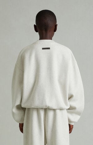 Kids Heather Oatmeal Embossed Classic Crew Neck Sweatshirt image number 4