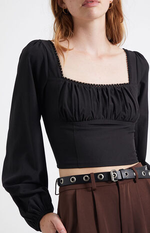 Bustier Woven Long Sleeve Top image number 2