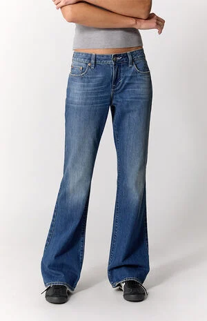 Jade Low Rise Bootcut Jeans Contrast Stitch Dark Blue image number 2