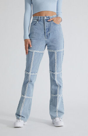 Eco Frayed High Waisted Bootcut Jeans image number 2