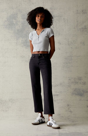 Black Stretch '90s Straight Leg Jeans image number 1