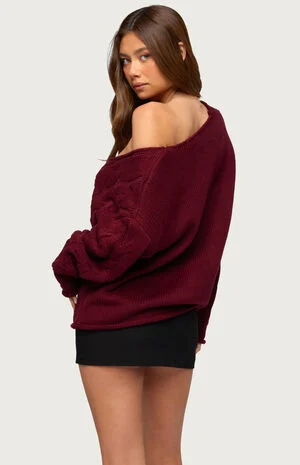 Inga Oversized Cable Knit Sweater image number 3