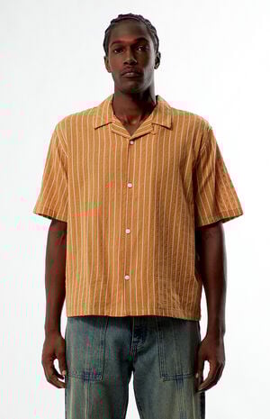 Striped Pointelle Camp Shirt