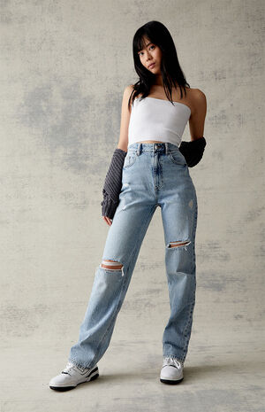 PacSun Light Blue Ripped Boyfriend Jeans | PacSun