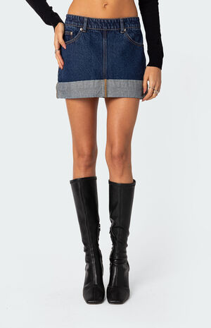 Off Duty Folded Denim Mini Skirt image number 2