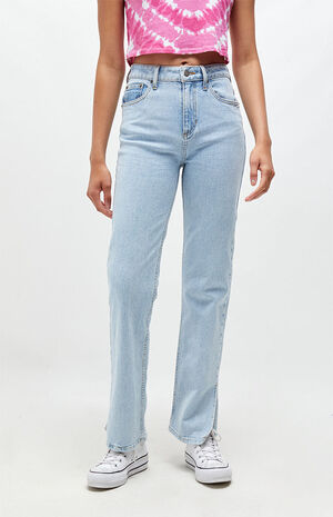 x J Balvin Light Blue Slit Hem Jeans image number 1