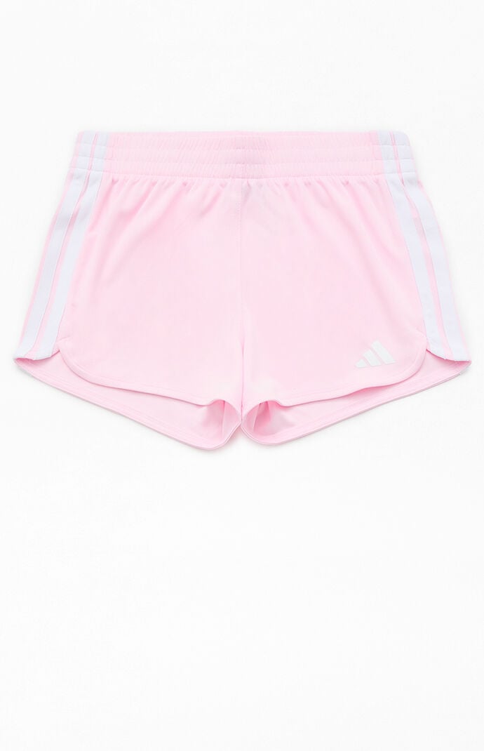 adidas Kids 3 Stripes Pink Pacer Mesh Shorts | PacSun