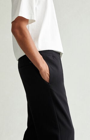 Black Straight Drawstring Trousers image number 5